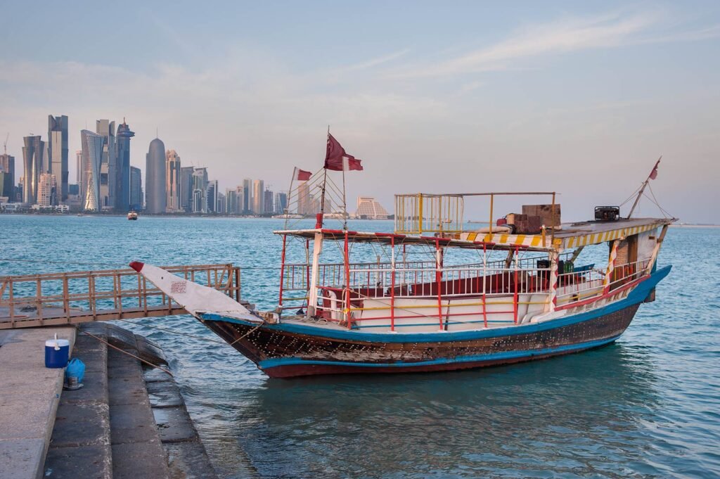 A dhow photographed in 2014 off the Doha Corniche