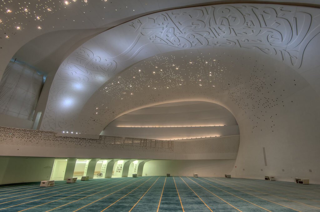 Interior prayer hall of Education City Mosque