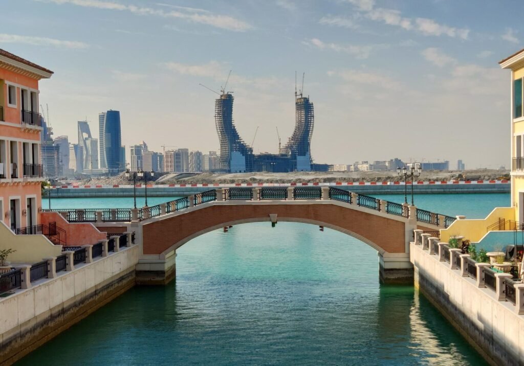 Lusail skyline with the Lusail Marina Iconic Development in the center