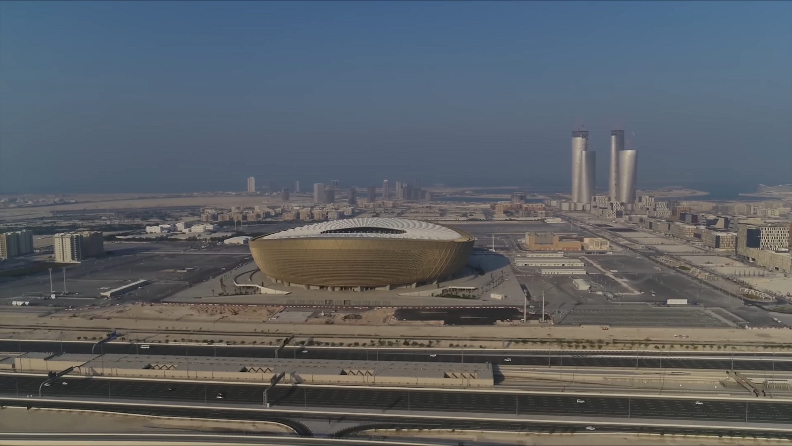 Aerial view of Lusail Stadium during the daytime