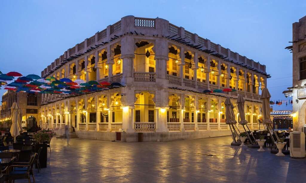 Souq Waqif lit up in the evening