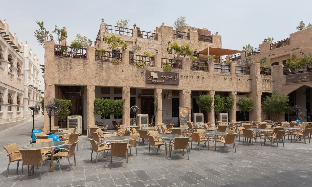 Café terraces on the main walkway of Souq Waqif