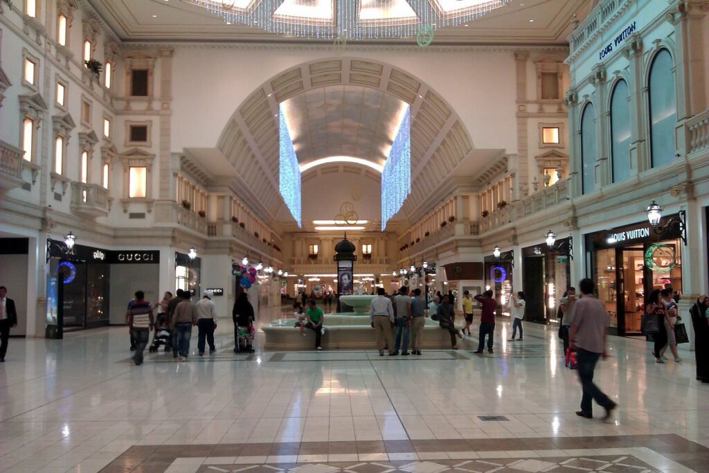 The Venetian-style interior of Villaggio Mall